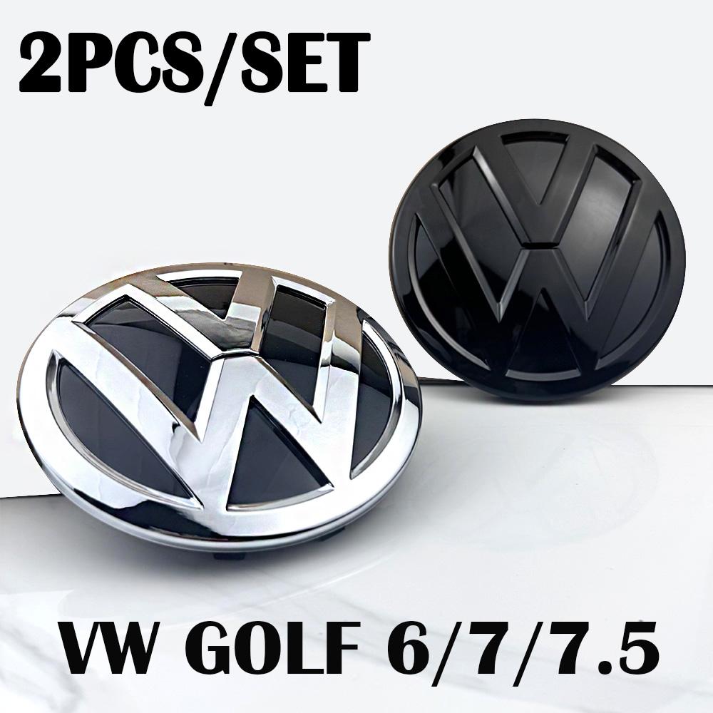 hijk1 Black car Front Grill Emblem Rear Trunk Badge Logo Golf 6 7 7.5 MK6 MK7 MK8 Polo 1set For Volkswagen VW Sticker Accessories