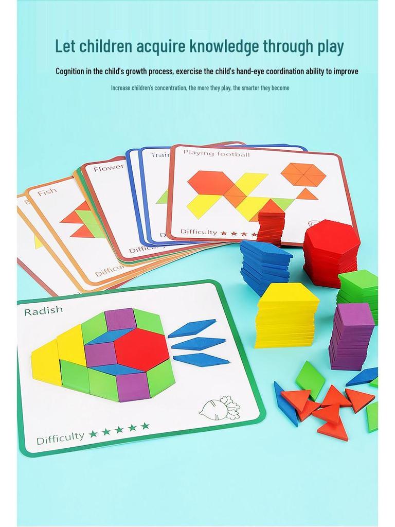 Creative 155-Piece Early Education Geometric Tangram Puzzle for Children
