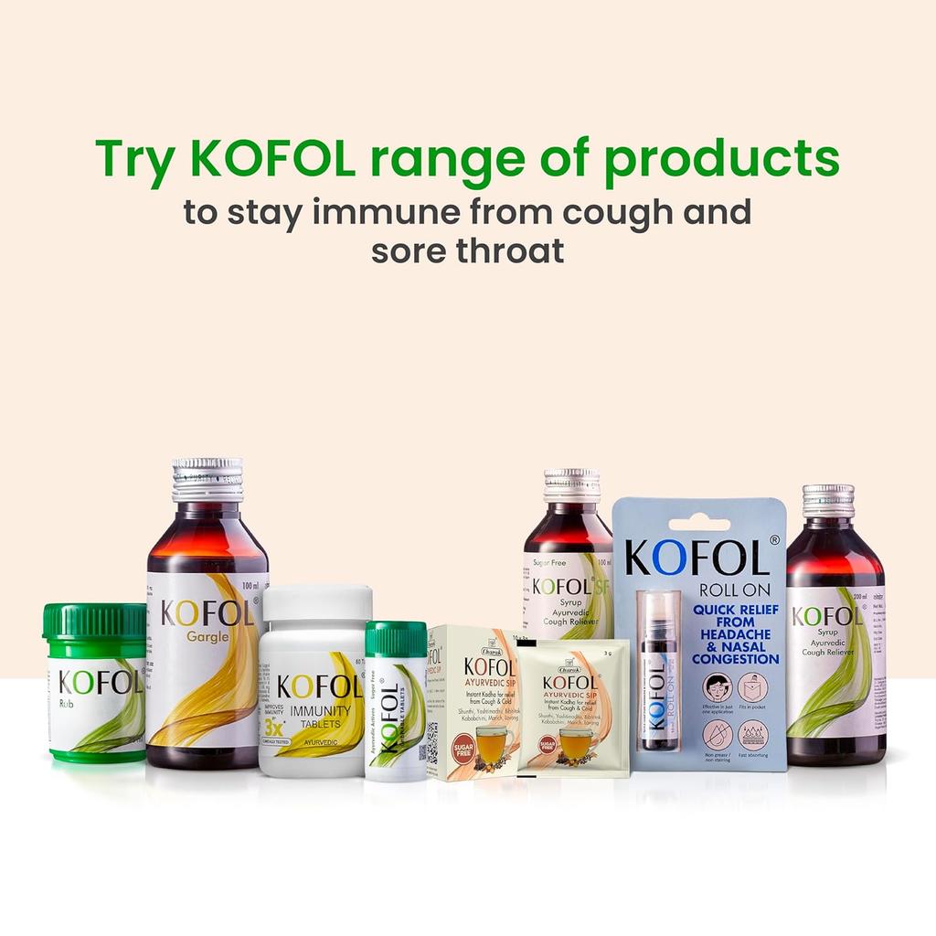 Vedistry Kofol Chewable Tablets Sugar-Free Ayurvedic Throat Relief Fast-Acting Soothing 60 Tablets X Pack of 5