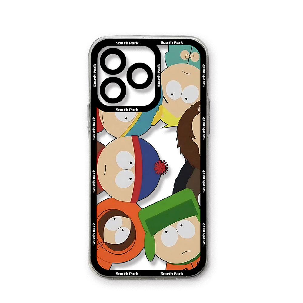 Забавный чехол для телефона South Park для iPhone 17 Air 16 e 15 14 13 12 11 Pro Max Plus Mini SE, прозрачный, из мягкого ТПУ.