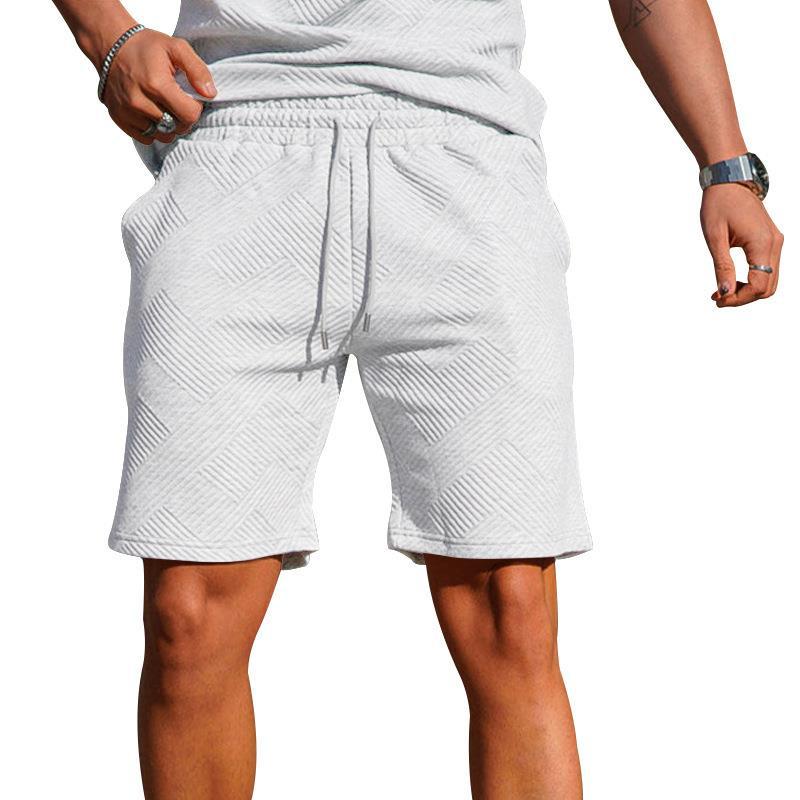 Мужской костюм с рубашкой поло, мужской повседневный костюм с коротким рукавом, футболка с лацканами, текстурированные шорты, спортивный комплект из двух предметов