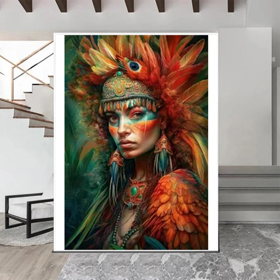 Девушка-волчица DIY 5D Алмазная картина Полная круглая алмазная квадратная вышивка крестом Мозаика Художественная живопись Украшение для дома Подарок