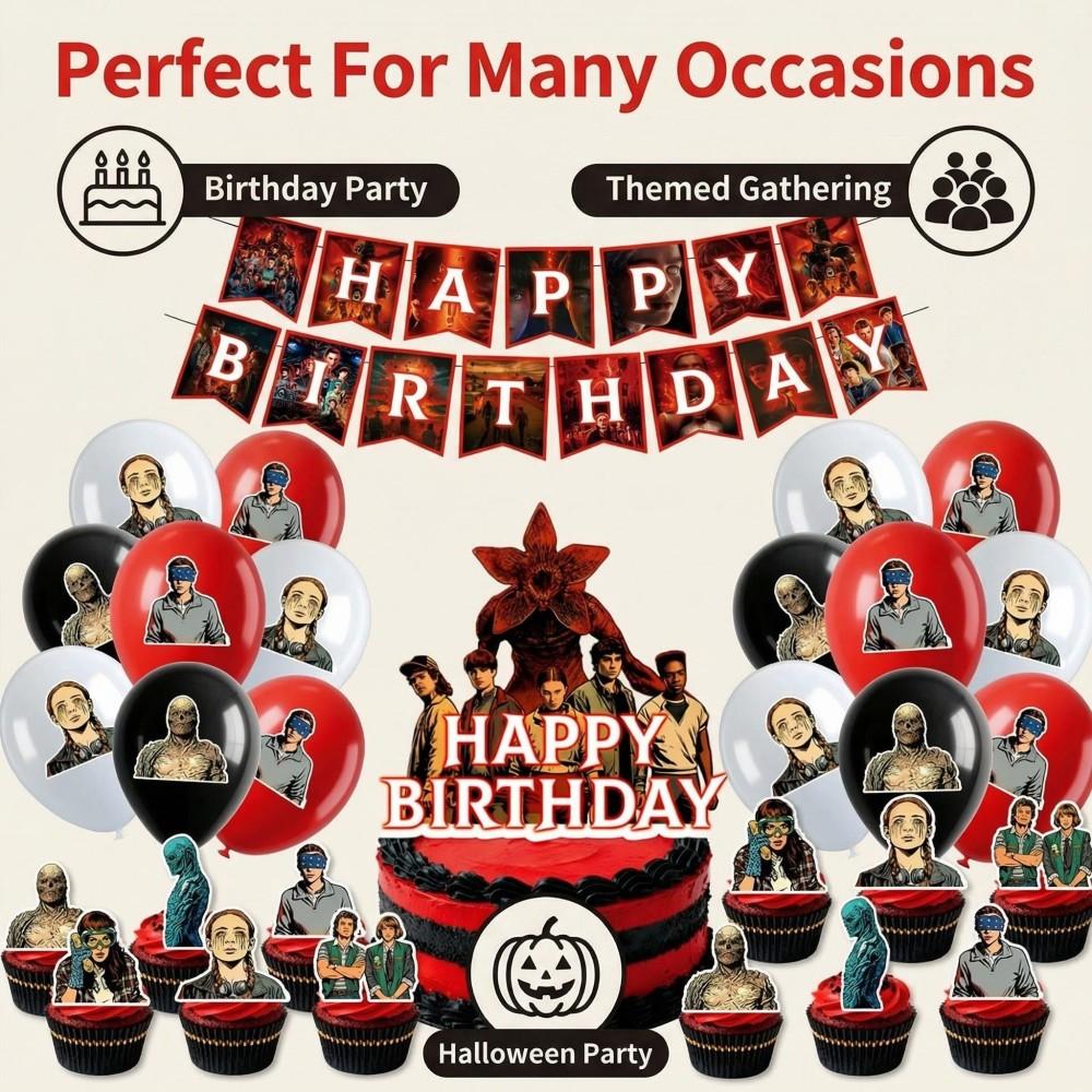 Birthday Party Decorations Strangers Balloon Kit Disposable Partys Plates Tablecloth Tableware Kids Supplies  Gifts