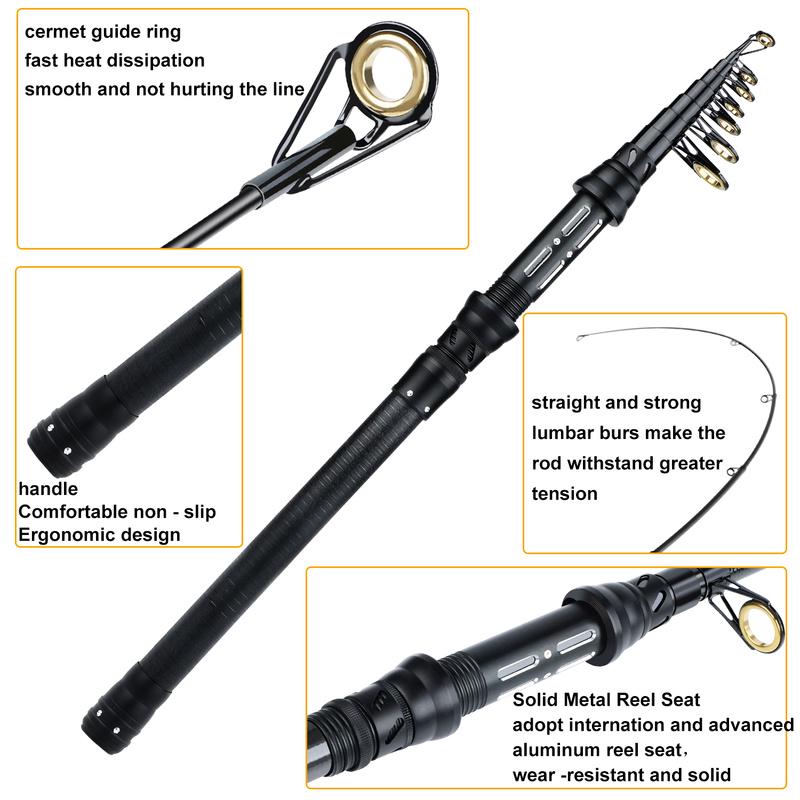 SOUGAYILANG Удочка из углеродного волокна, телескопическая удочка M Power, спиннинг, ручные рыболовные снасти, переносной светильник