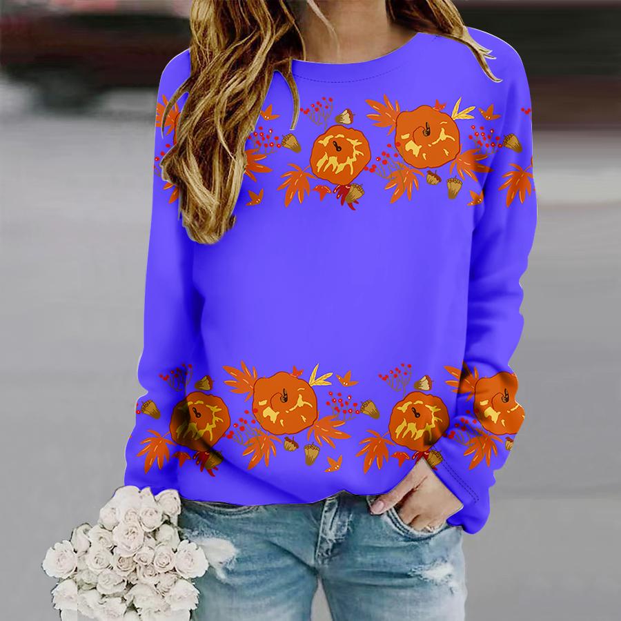 Топы для женщин с принтом оранжевого кленового листа, круглым вырезом и длинным рукавом, футболка, осенний повседневный тонкий пуловер, женский топ с длинным рукавом
