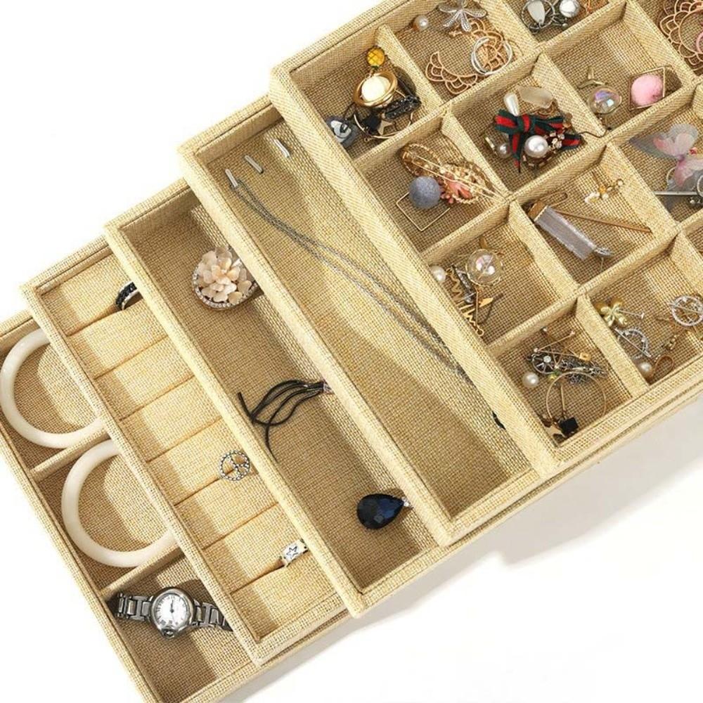 Multifunctional Linen Jewelry Tray Stackable Jewelry Organizer Jewelry Photography