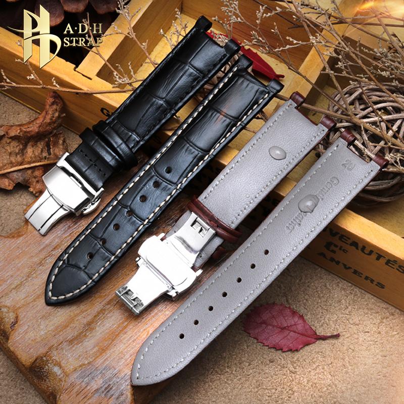 Кожаный ремешок верхнего слоя с тиснением под крокодила из коровьей кожи для YA133309 Gales 20*11 мм 22*13 мм Ремешок для часов Черный Коричневый Мужские аксессуары