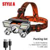 5 LED Ultra bright USB Rechargeable Led Headlamp Outdoors Camping Fishing Head Flashlight Long Range Hunting Hiking Lanterns