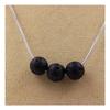Stones and Minerals. 3 Lava Beads Necklace 8 Mm Stainless Steel Chain.