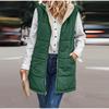 Women Autumn Reversible Vests Sleeveless Jacket Zip Up Hoodie Pockets Long Warm Winter Outerwear