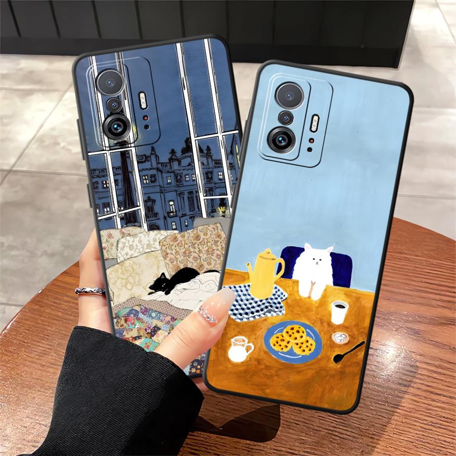 Мультяшный Кот Funda Чехол для Телефона для Xiaomi Mi 10T 13 Lite 12X 14 12 11 11T 12T Pro
