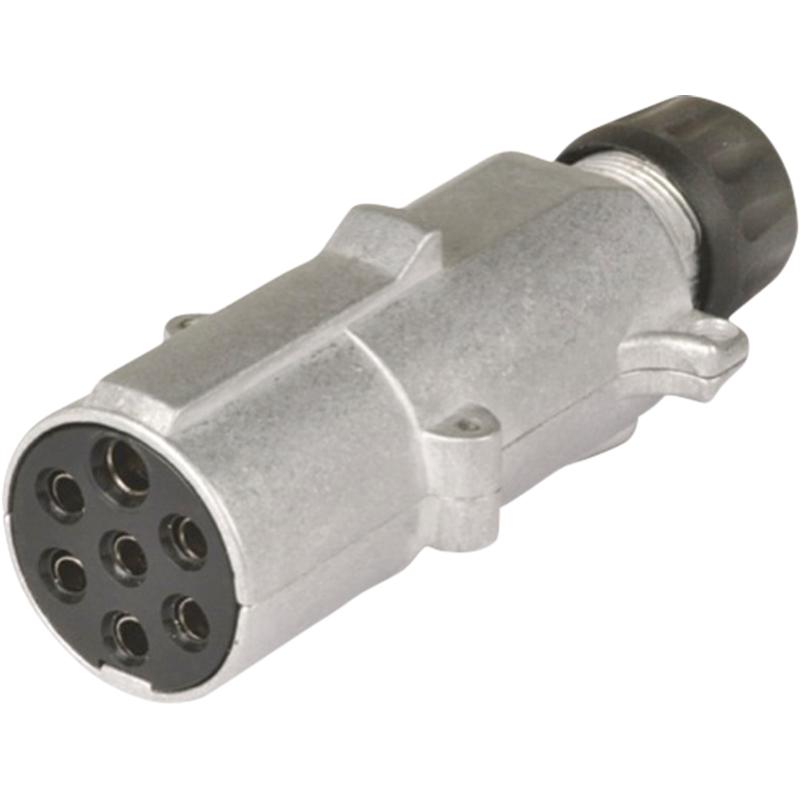 Aluminum plug, electrical connector 7-pin 24V 16A 1.5mm2 ISO 1185