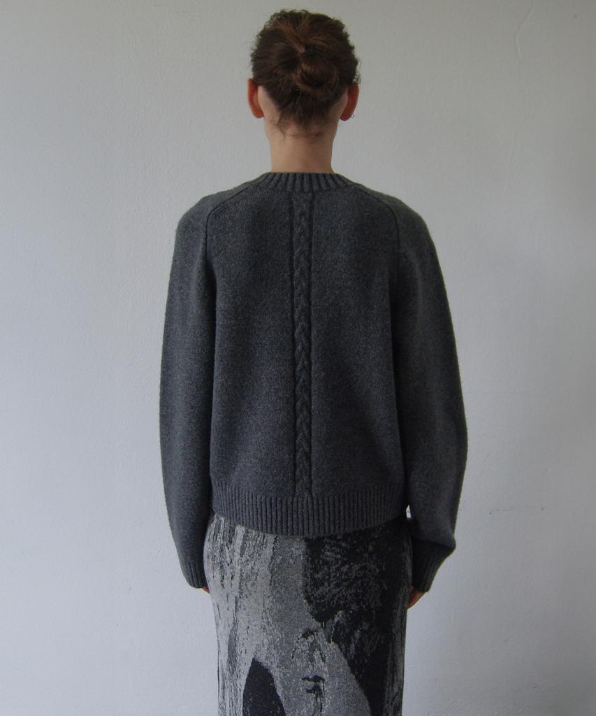 EN OR [Alpaca 30%] Merino Wool Knit Zip-Up - Dark Gray