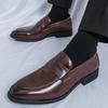 New Black Brown Penny Loafers Men Pointed Patent Leather Casual Shoes Wedding Dress Homecoming Footwear Zapatos Hombre
