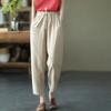 Women's Retro Cotton and Linen Casual Pants Summer Haren Pants Loose Solid Color Casual Cropped Pants