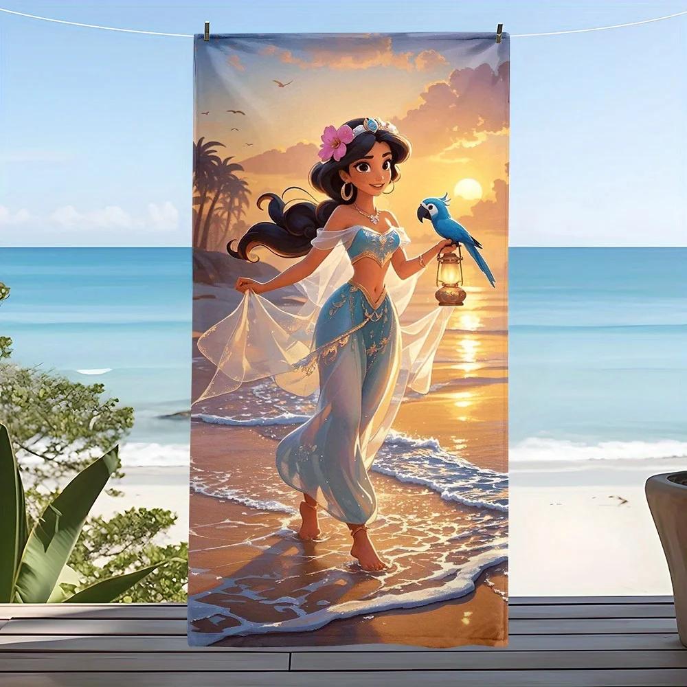 JIT Jasmine Aladdin Beach Towel 2D Single Print Enchanting Outdoor Accessory Pool Towel Soft Functional -Themed Attractive