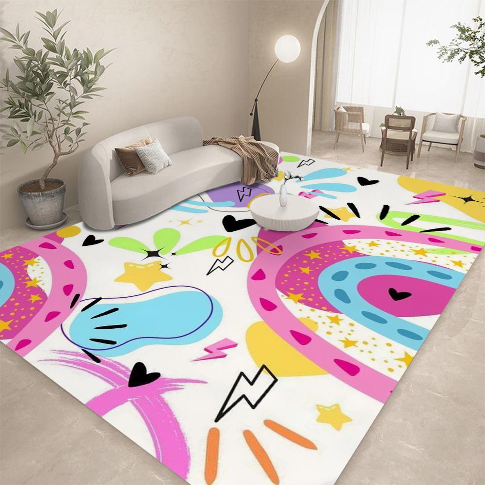RANIBOW Print Area Rug Floor Mat Non-Slip Machine Washable Flannel Carpet for Home Living Room Kids Playmat Bedroom Floor Mat
