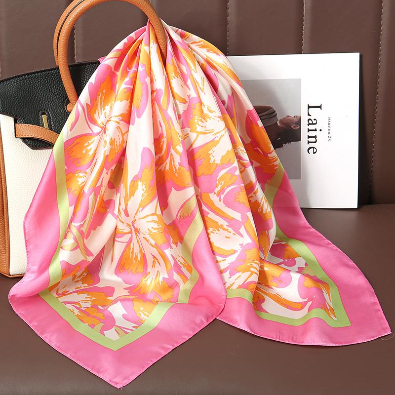 New Silk Shawl Square Scarf for Women Neckerchief Female Headband Hair Wrap Print Ladies Foulard Fashion Hijab Bandana