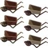 6 Pieces Miniature Wheelbarrow Garden Cart Dollhouse Trolley Barrow Accessories Mini Sand Trolley Model Making Micro Landscape Decoration Garden