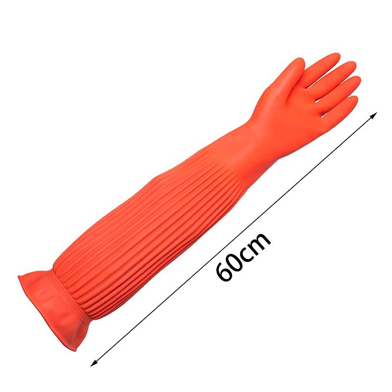 Waterproof Warm Household Dishwashing Dust Glove Long Rubber Gloves Kitchen Tool