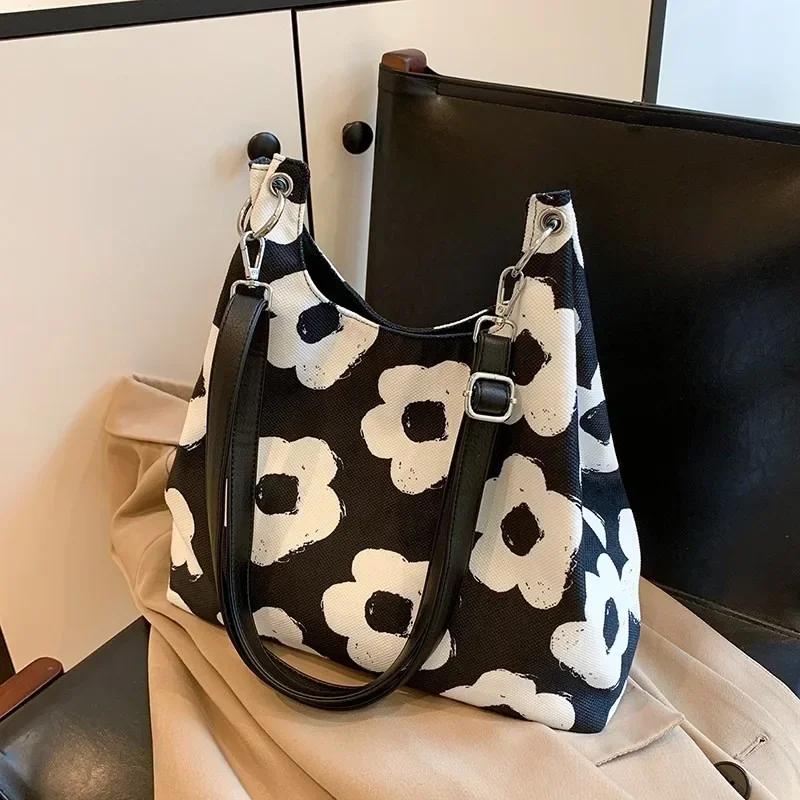 Большая вместимость нейлоновая сумка-трансформер с застежкой-молнией, повседневная сумка через плечо с цветочным принтом, модная сумка через плечо, мягкая, универсальная, милая сумка