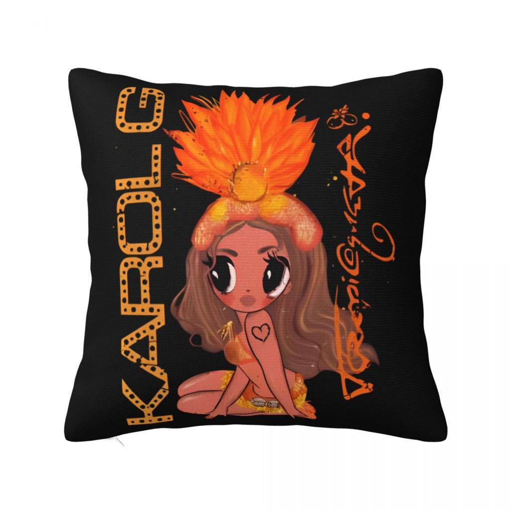 Karol G Tropicoqueta New Album Pillowcase Polyester Cushion Cover Decor Verano Rosa Throw Pillow Case Cover Home Square 40X40Cm