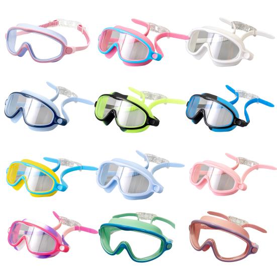 Комплект очков для плавания с широким обзором, противотуманные очки для плавания с зажимом для носа