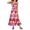 Женское летнее платье макси без рукавов с цветочным принтом на тонких бретельках, пляжное длинное платье в стиле бохо, пляжная одежда для отпуска