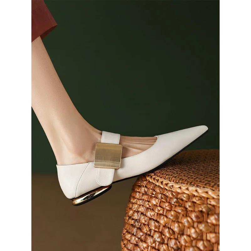 Новинка 2023 года, весна, женские туфли-лодочки из натуральной замши на высоком толстом каблуке SmallHut черного абрикосового цвета с квадратным носком, элегантные женские туфли с металлическим декором