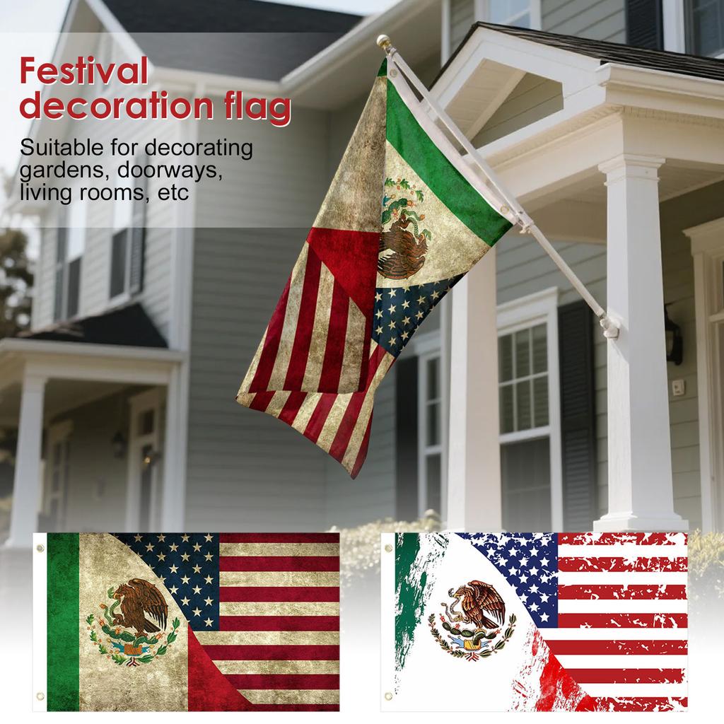 Флаг дружбы Америки и Мексики 3x5 футов - Не выцветающий - Холщовая полоса и двойная прострочка - Дружба навсегда флаг США и Мексики с латунными люверсами