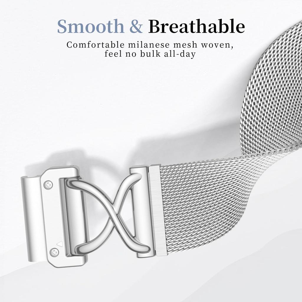 For Garmin Forerunner 970 Watch Band Magnetic Stainless Steel Milanese Strap with X-Shaped Connector