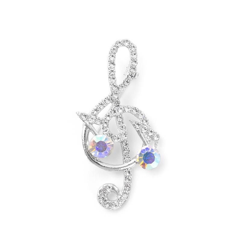 Мода Креативная Музыкальная Нота Корсаж Легкая Роскошь Брошь Булавка Полный Страз Аксессуары для Одежды Для Женщин Костюм Блестящие Ювелирные Изделия