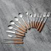 Beech Wood Handle Stainless Steel Western Tableware Steak Dessert Coffee Cooking Knife Fork Spoon Dinning Room Creative