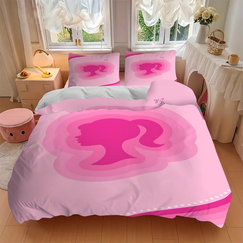 3Pcs Pink Silhouette Profile Bedding Sets For All Sizes New 3D Printed Bed Cover Comforter Duvet Cover Pillowcase Bedroom Decoration