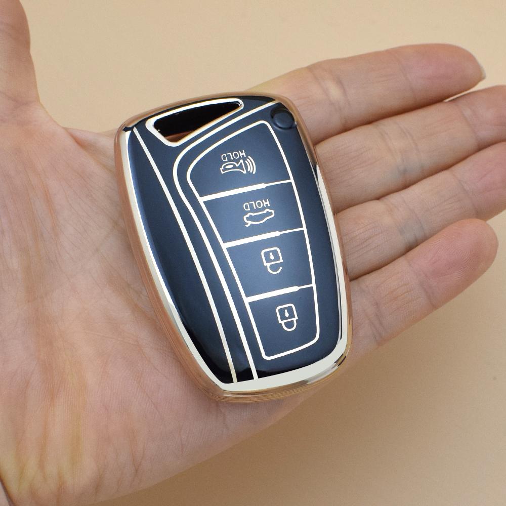 Чехол-держатель для ключей из ТПУ с 4 кнопками для Hyundai Genesis DH Grandeur Azera Grand Santa Fe 3 DM IX45 IX35 HG Equus 2013 2014