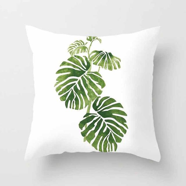 Tropical Plants Pillow Case Polyester Decorative Pillowcases Green Leaves Throw Pillow Case Kussensloop Almohada Poszewka Zt306