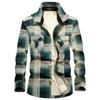 Autumn and Winter Men's Plaid Long-sleeved Shirt, Fleece Thickened Warm Shirt