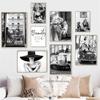 Black and White Vintage Pictures Fashion Women Luxury Car Poster Nordic Canvas Painting Wall Art Modern Home Living Room Decor