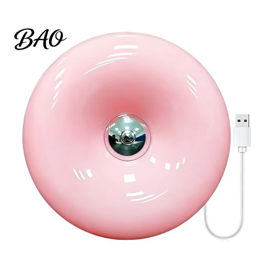 Small Space Lighting Donut Night Light, Wireless Rechargeable 2-in-1 Table Lamp with Touch Dimmer, Warm Orange Bedside Glow Wall Mountable Ambient for