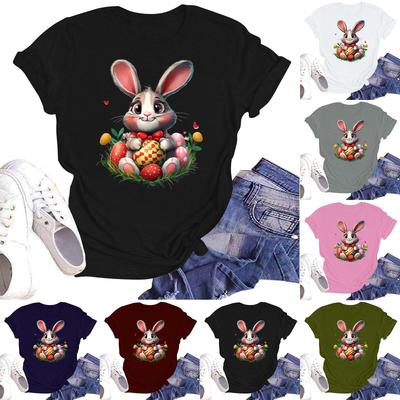 Счастливой Пасхи женская мода принтованный круглый вырез короткий рукав футболка пуловер топ