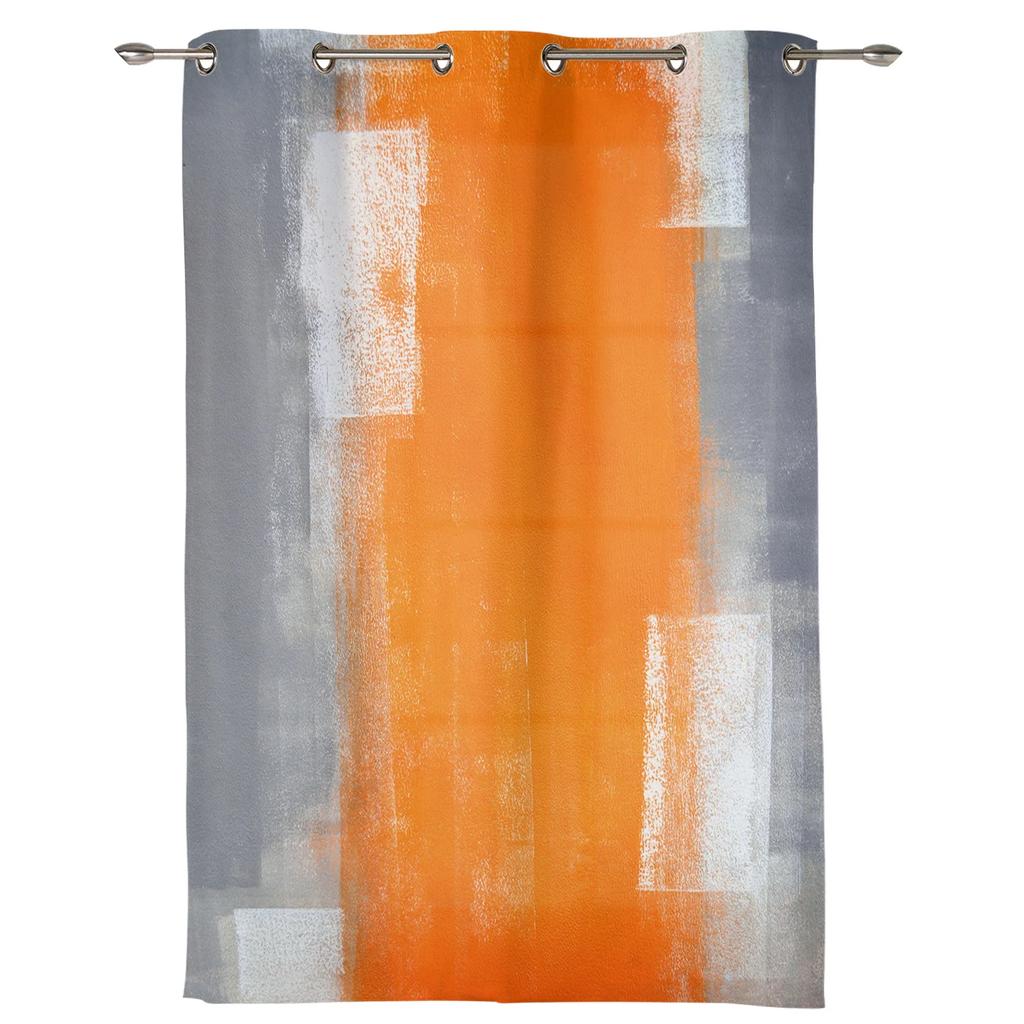 Orange Gray Abstract Oil Painting Texture Curtains for Bedroom Living Room Drapes Kitchen Kid's Room Window Curtain Home Decor