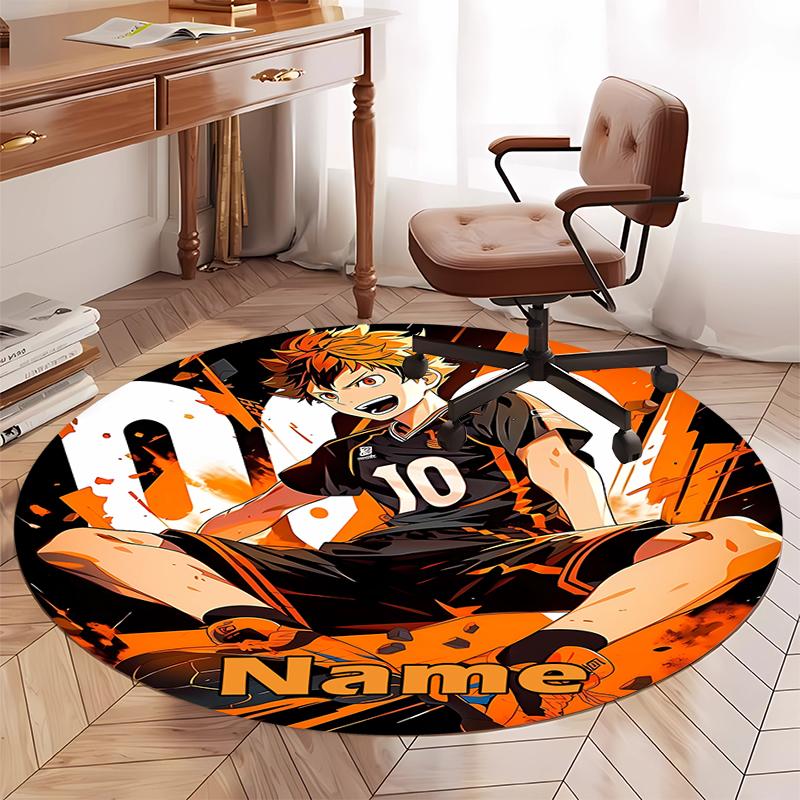 Custom Name Haikyu Printed Round Rug Carpet Chair Rug Area Rug Entryway Doormats,for Office Chair Living Room Bedroom Kitchen Room.