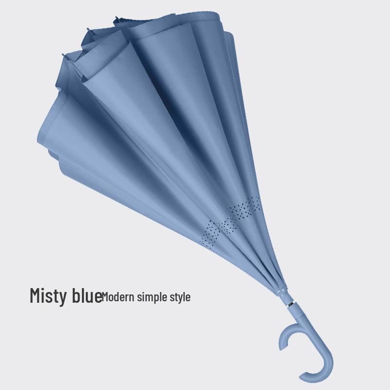 Очень большой ветрозащитный зонт-наоборот: Длинная ручка, двойное использование для солнца и дождя, идеально подходит для ношения в машине и использования двумя людьми