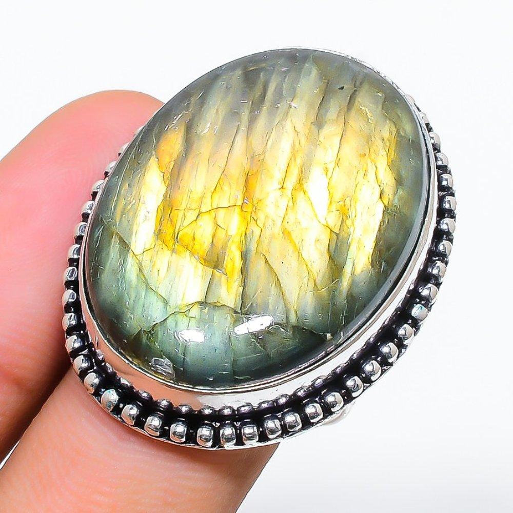 Labradorite Gemstone 925 Sterling Silver Gift Jewelry Ring Size 7