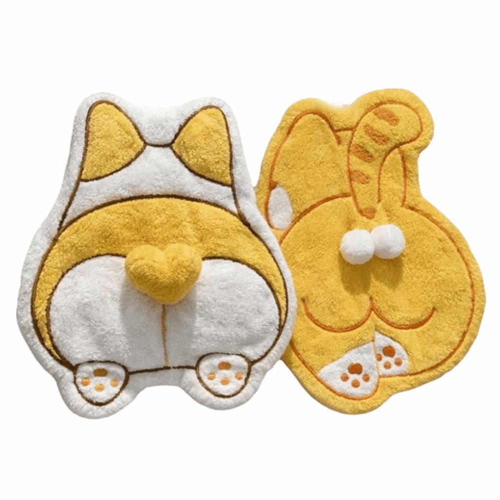 Strong Water Absorption Cat Egg Hand Towel Coral Fleece Absorbent Towels  Kitchen Bathroom Use