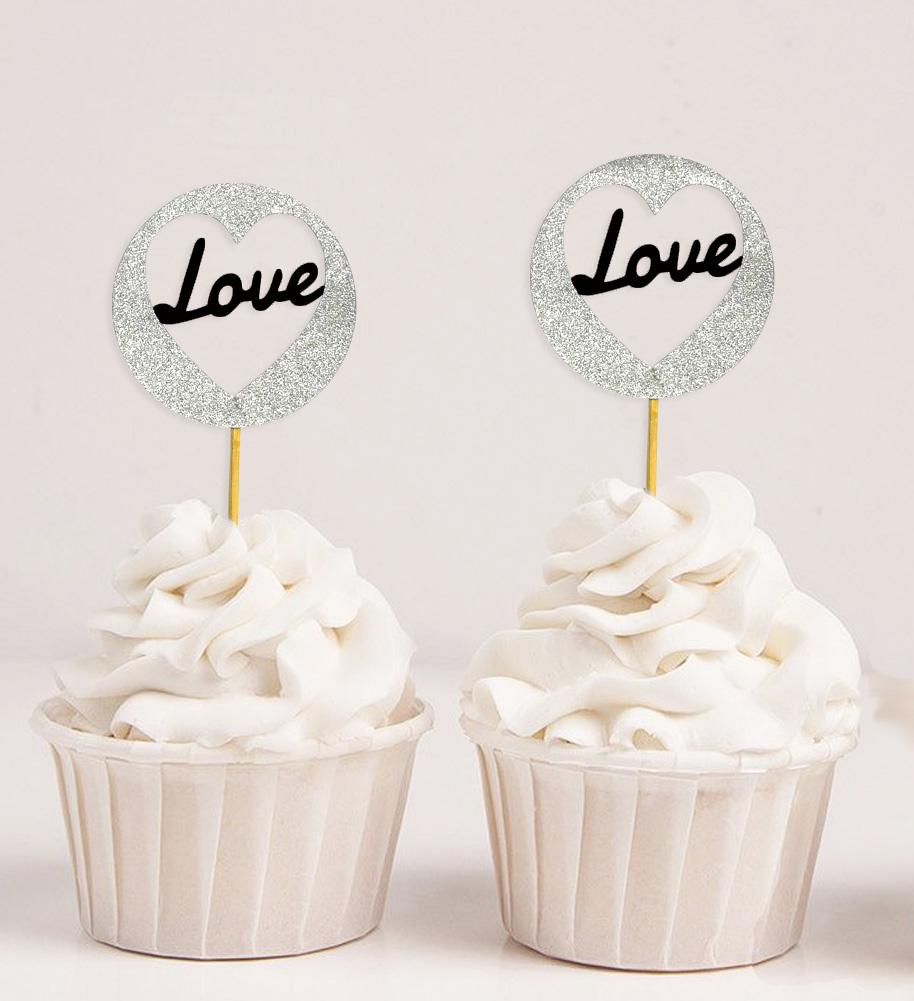 Дарлинг Сувенир| Блестящие украшения для свадебных кексов в форме сердца и любви | Украшения для праздничных десертов - упаковка