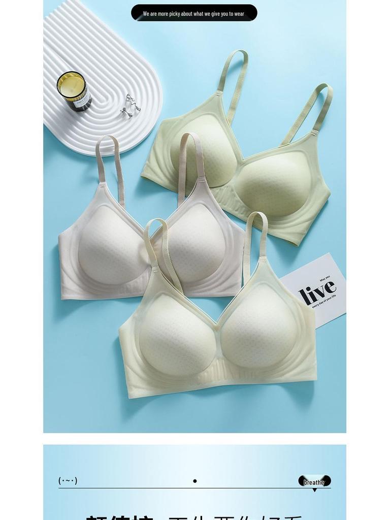 Women's Seamless Wire-Free Soft Support Bra for Small Chest with Anti-Sagging and Side Support.