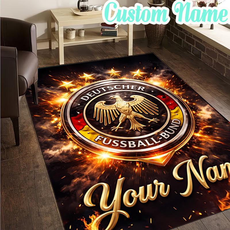 Custom Name German Football Stars Rug, Office Rug, Chair Rug, Carpet for Living Rooms, Doormat Game Rug Home Decor Christmas Gifts
