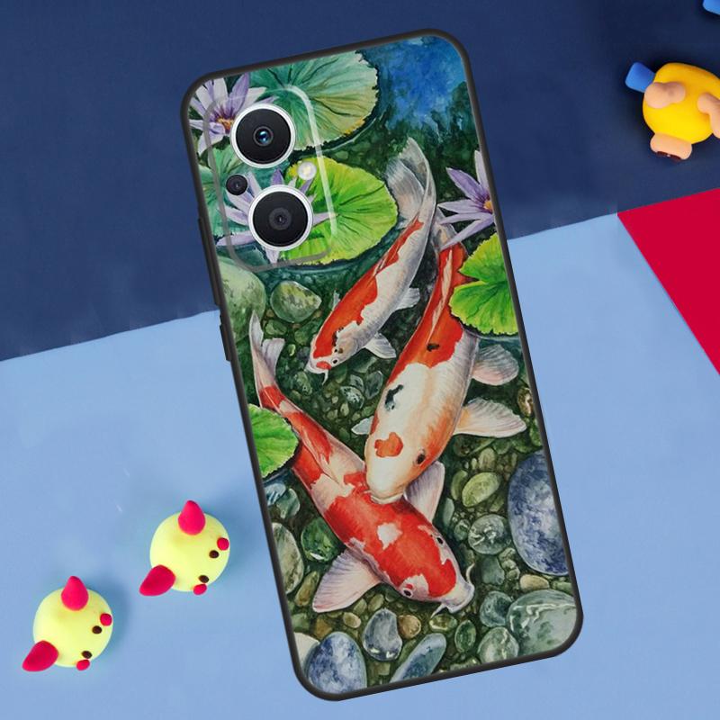 Картина с рыбой Кои для OPPO Reno 12F 13F 14F 11F 10 11 12 13 14 Pro 8T 7 8 Lite OPPO Find X9 X8 X6 X5 Pro Чехол