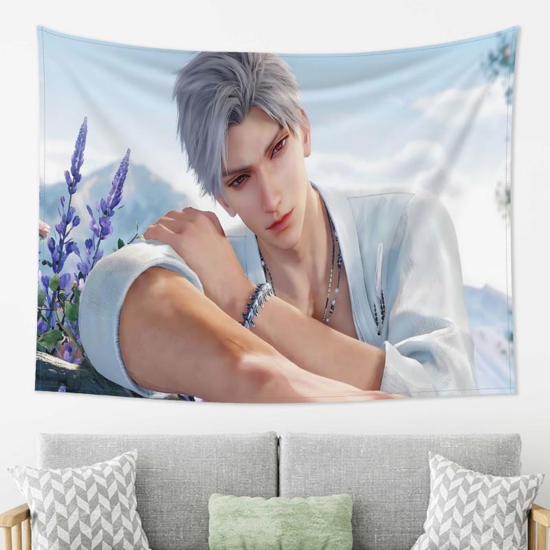 VIKAMA Silver Hair Male God Tapestry Healing Series Beautiful Male Living Room Decoration Room Decoration Home Decoration